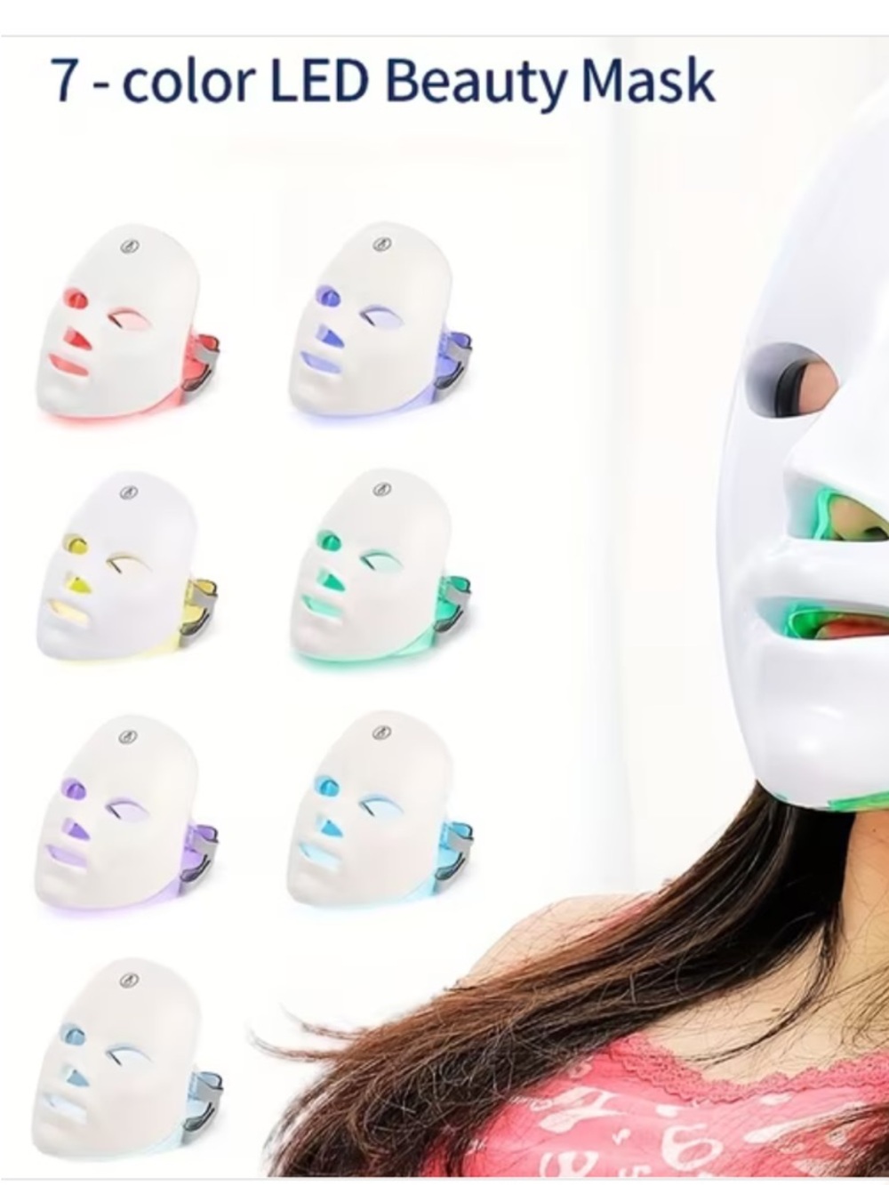 🔴🟣🟡🔵 WHITE 96 LED BEADS FACIAL SKINCARE MASK ~ CORDLESS❗️ 🔵🟡🟣🔴 - Picture 6 of 7